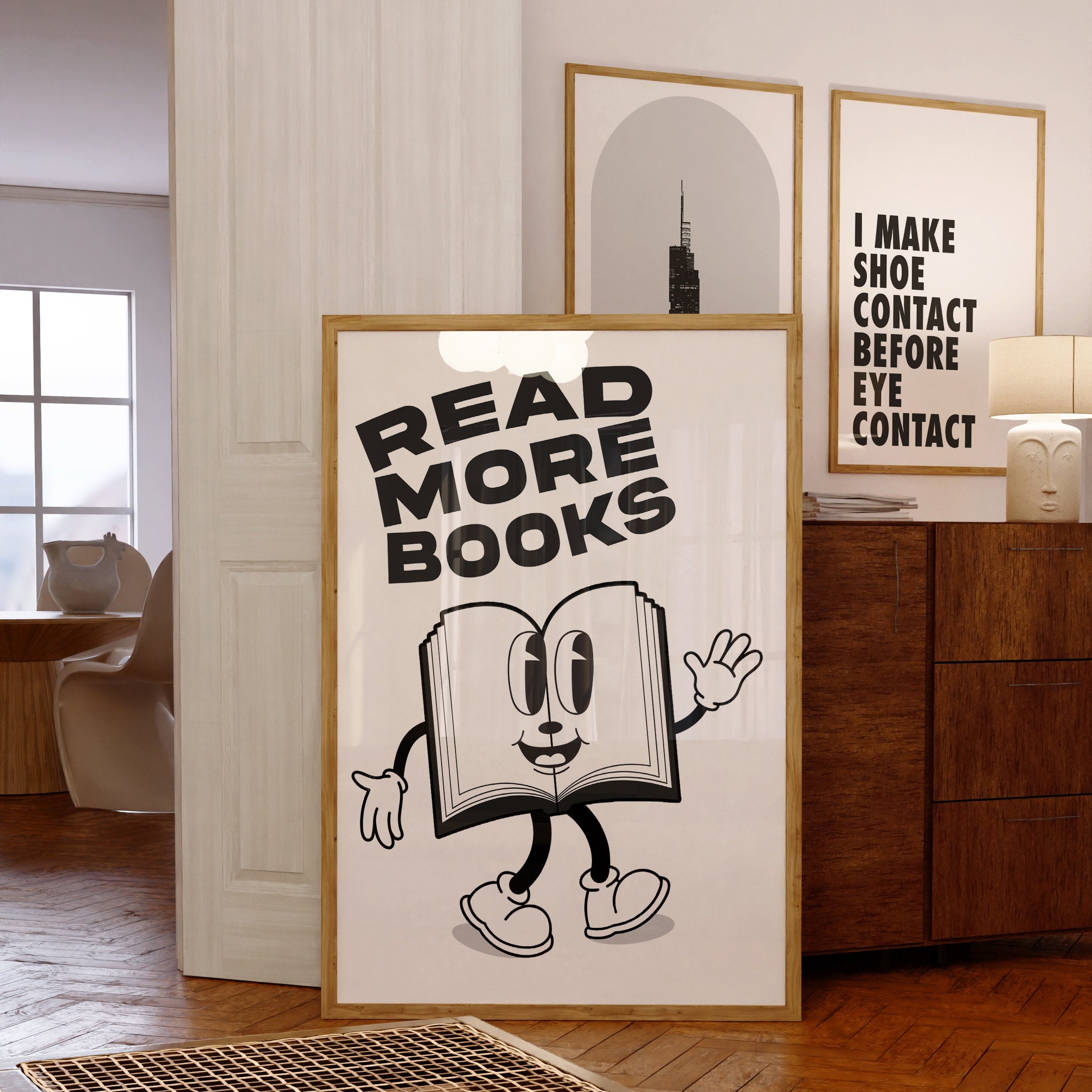 Reading Book Cartoon Classroom Poster, Wall Print Read More Books ...