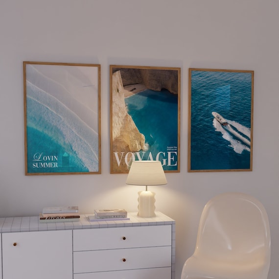 Set of 3 Blue Luxury Fashion Print, Luxury Blue Wall Art, Hypebeast Wall Decor Luxury Art for Room, Fashion Wall Art, Designer Fashion Art