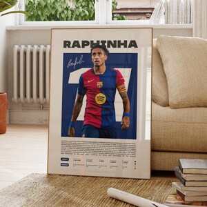 Pôster Raphinha, Impressão de Futebol Brasileiro, Presentes de Futebol, Pôster Esportivo, Pôster de Jogador de Futebol, Arte de Parede de Futebol, Pôsteres de Quarto Esportivo