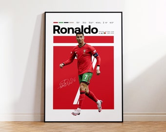 Cristiano Ronaldo Poster, Ronaldo Football Print, Sports Poster, Football Poster, Soccer Wall Art Gift, Sports Bedroom decor gift