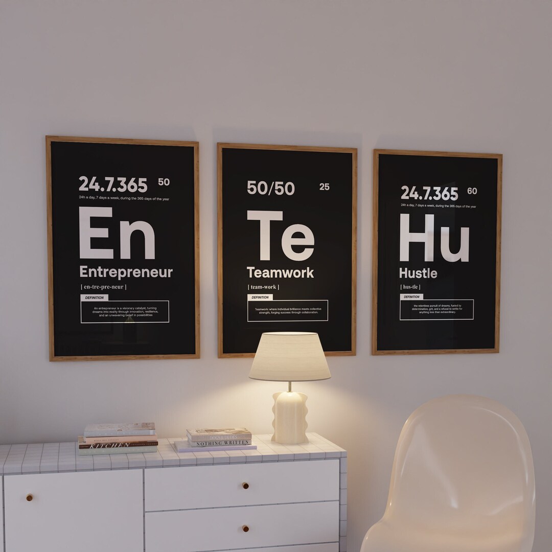 3 Piece Motivational Wall Art Canvas Prints, Office Decor Hustle Team ...