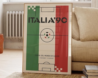 Poster della Coppa del Mondo in Italia, decorazione murale a tema calcio, evoluzione del pallone da calcio, regalo a tema calcio, tema calcio, regalo a tema calcio, poster di calcio, regalo a tema calcio
