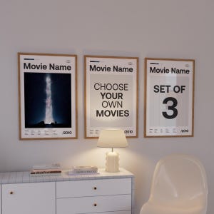 Movie Poster Set of 3 Custom Print, Choose Your Movies, Custom Film Posters, Movie Wall Art, Personalized Movie Posters, Movie Fan Gift