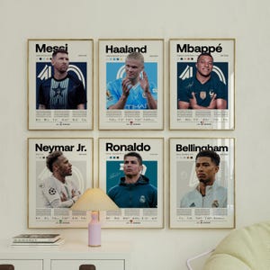 Mbappe Ronaldo Messi Neymar Poster Bundler, Fußball druckbares Poster, Mid-Century Modern, Uni Schlafsaal, Fußball GOATs, 6er-Set