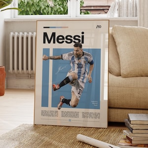 Lionel Messi Poster, Argentina Soccer Print, Soccer Gifts, Sports Poster, Football Player Poster, Soccer Wall Art, Sports Bedroom Posters