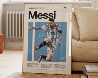 Lionel Messi poster, Argentinië voetbal print, voetbal cadeaus, sport poster, poster voetballer, voetbal kunst aan de muur, sport slaapkamer posters