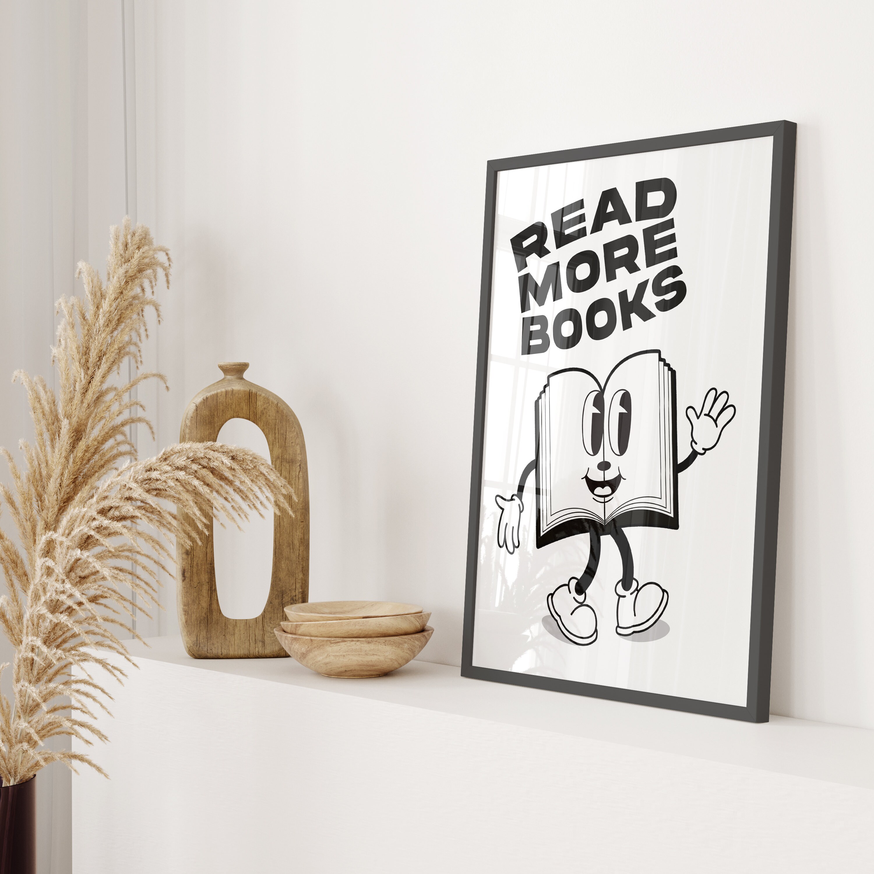 Reading Book Cartoon Classroom Poster, Wall Print Read More Books ...