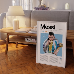 Cartel de Lionel Messi, Impresión de fútbol argentino, Regalos de fútbol, Cartel deportivo, Cartel de futbolista, Arte de pared de fútbol, Carteles de dormitorios deportivos imagen 8