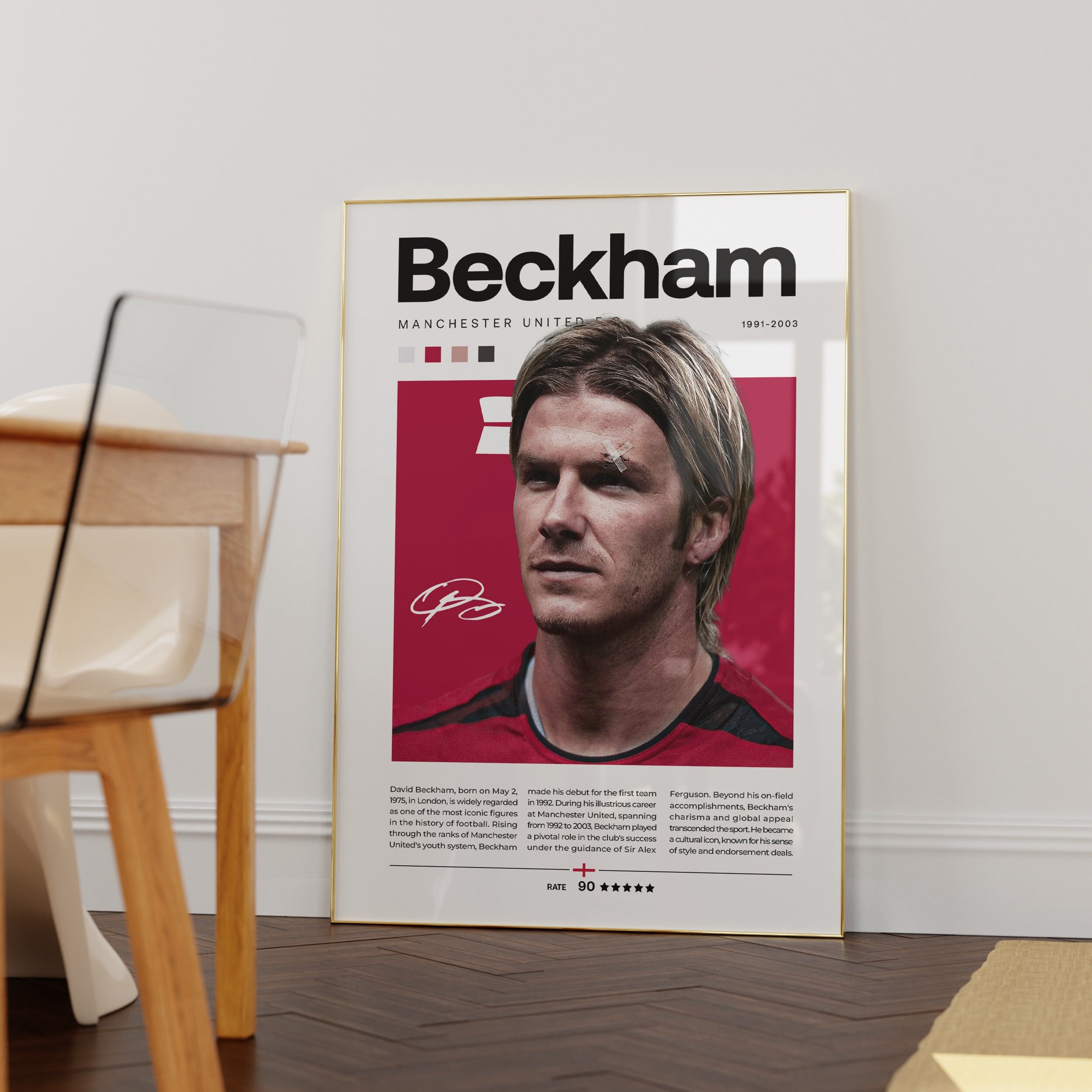 デビッド・ベッカムのポスター、イングランド代表サッカー選手の