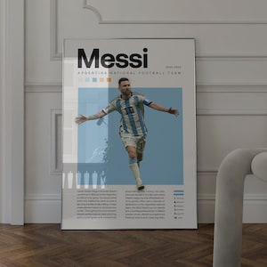 Cartel de Lionel Messi, Impresión de fútbol argentino, Regalos de fútbol, Cartel deportivo, Cartel de futbolista, Arte de pared de fútbol, Carteles de dormitorios deportivos imagen 7
