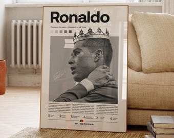 Poster di Cristiano Ronaldo, regalo di calcio di Ronaldo, regali di calcio per uomo, poster sportivo, poster di calcio, arte murale di calcio, poster sportivi per camera da letto