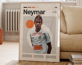 Poster Neymar, Brasilien Fußball Poster, Fußball Geschenke, Sport Poster, Fußballspieler Poster, Fußball Wandkunst, Sport Schlafzimmer Poster