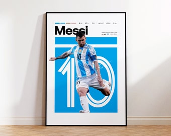 Lionel Messi poster, Argentinië voetbal print, voetbal cadeaus, sport poster, poster voetballer, voetbal kunst aan de muur, sport slaapkamer posters