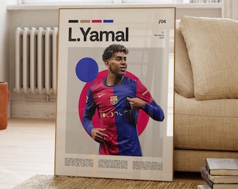Lamine Yamal Poster, spanischer Fußballer, Fußball Geschenke, Sport Poster, Fußballspieler Poster, Fußball Wandkunst, Sport Schlafzimmer Poster