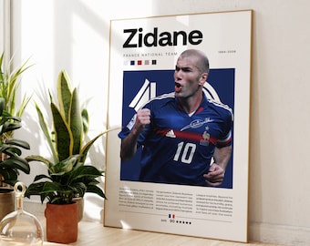 Zinedine Zidane Poster, French Footballer, Soccer Gifts, Sports Poster, Football Player Poster, Soccer Wall Art, Sports Bedroom Posters