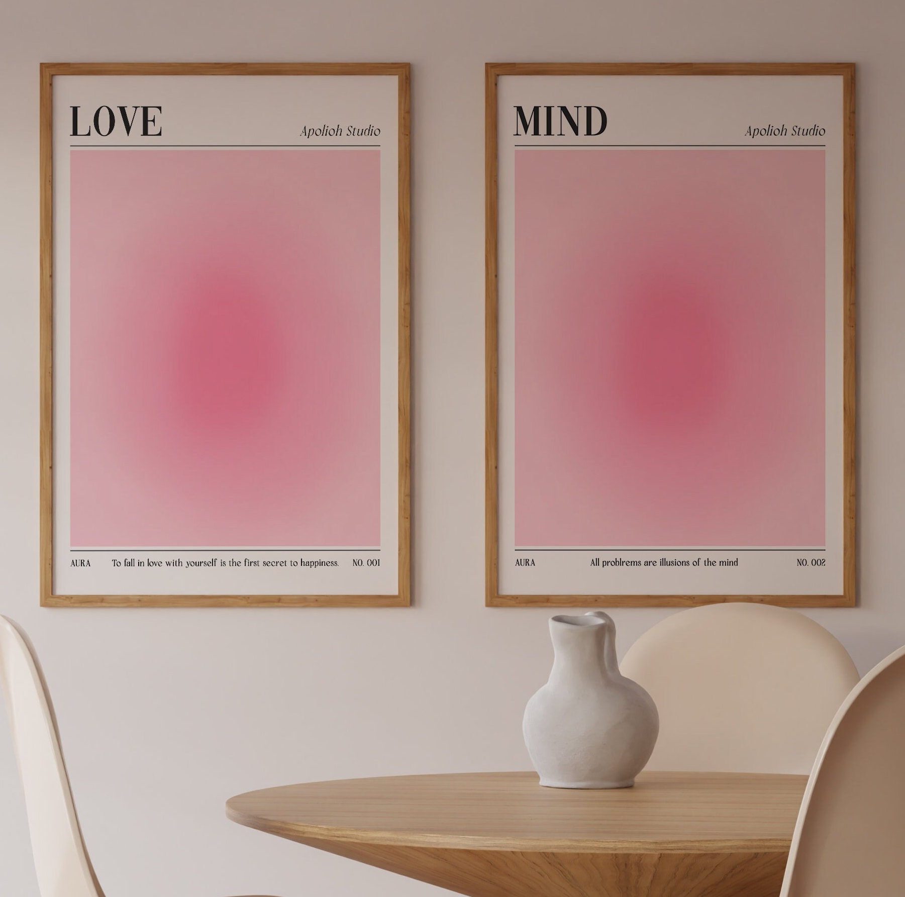 Pink Positive Aura Poster Set of 3 Affirmation Poster Soul Mind Love ...