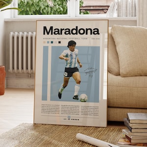 Diego Maradona Poster, Argentinien Fußball Poster, Fußball Geschenke, Sport Poster, Fußballspieler Poster, Fußball Wandkunst, Sport Schlafzimmer Poster