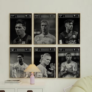 Mbappe Ronaldo Messi Neymar Poster Bundler, Fußball druckbares Poster, Mid-Century Modern, Uni Schlafsaal, Fußball GOATs, 6er-Set
