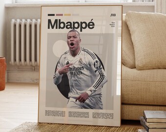 Kylian Mbappé Poster, Französischer Fußballer, Fußball Geschenke, Sport Poster, Fußballspieler Poster, Fußball Wandkunst, Sport Schlafzimmer Poster