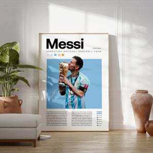 Cartel de Lionel Messi, Impresión de fútbol argentino, Regalos de fútbol, Cartel deportivo, Cartel de futbolista, Arte de pared de fútbol, Carteles de dormitorios deportivos imagen 9