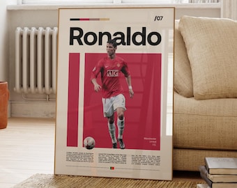 Cristiano Ronaldo Poster, Portugal Fußball Druck, Fußball Geschenke, Sport Poster, Football Poster, Fußball Wandkunst, Sport Schlafzimmer Poster