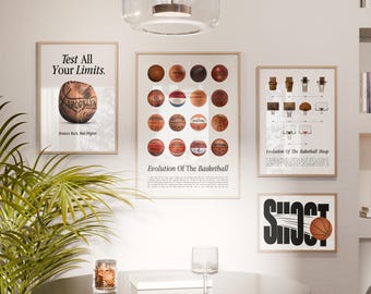 Evolution of the Basketball Poster set of 4, Basketball Wall Art, Basketball Gift, Game Room Decor, Basketball Team, Man Cave, Boys bedroom