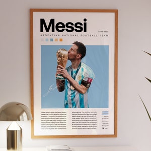 Cartel de Lionel Messi, Impresión de fútbol argentino, Regalos de fútbol, Cartel deportivo, Cartel de futbolista, Arte de pared de fútbol, Carteles de dormitorios deportivos imagen 3