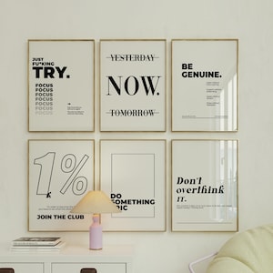 Set di stampe minimaliste con motivazione Focus, decorazioni per ufficio motivazionali Hard Work, poster ispiratori, arte murale per imprenditori, download digitale