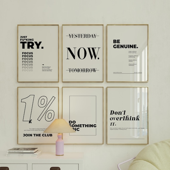 Minimalist Motivation Focus Print Set, Motivational Hard Work