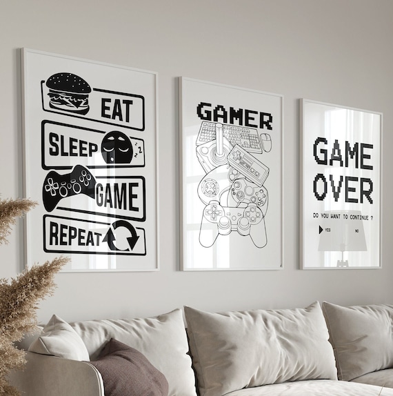 ASTRDECOR Game Room Wall Art Poster Gamepad Bedroom Decor Canvas Painting Gamer Printing Gift for Boys | Malaysia
