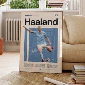 Erling Haaland Soccer Poster, Soccer Gifts, Sports Poster, Football Player Poster, Soccer Wall Art, Sports Bedroom Posters