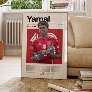 Lamine Yamal Poster,Lamine Yamal Digital poster,Football Gifts,Mid-Century Modern,Uni Dorm Room,socker gift,Lamine Yamal signature