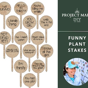 Funny Plant Stakes Set of 15, Plant Markers, Garden Signs | Engrave & Cut File | Adobe Illustrator, SVG, EPS, PDF| Glowforge |Laser Cut File