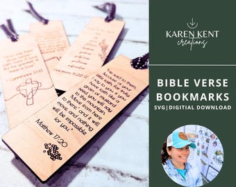Scripture Bible Verse Bookmark SVG Bundle | Laser Cut Files for Glowforge & xTool | Bible Verse Engraved Bookmarks | Digital Download