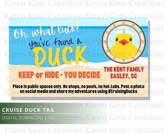 Duck Tags, Cruising Ducks, Rubber Duck Tag, Cruising Duck Game Tags, Editable Details, Printable, Cruise Printables, Instant Download