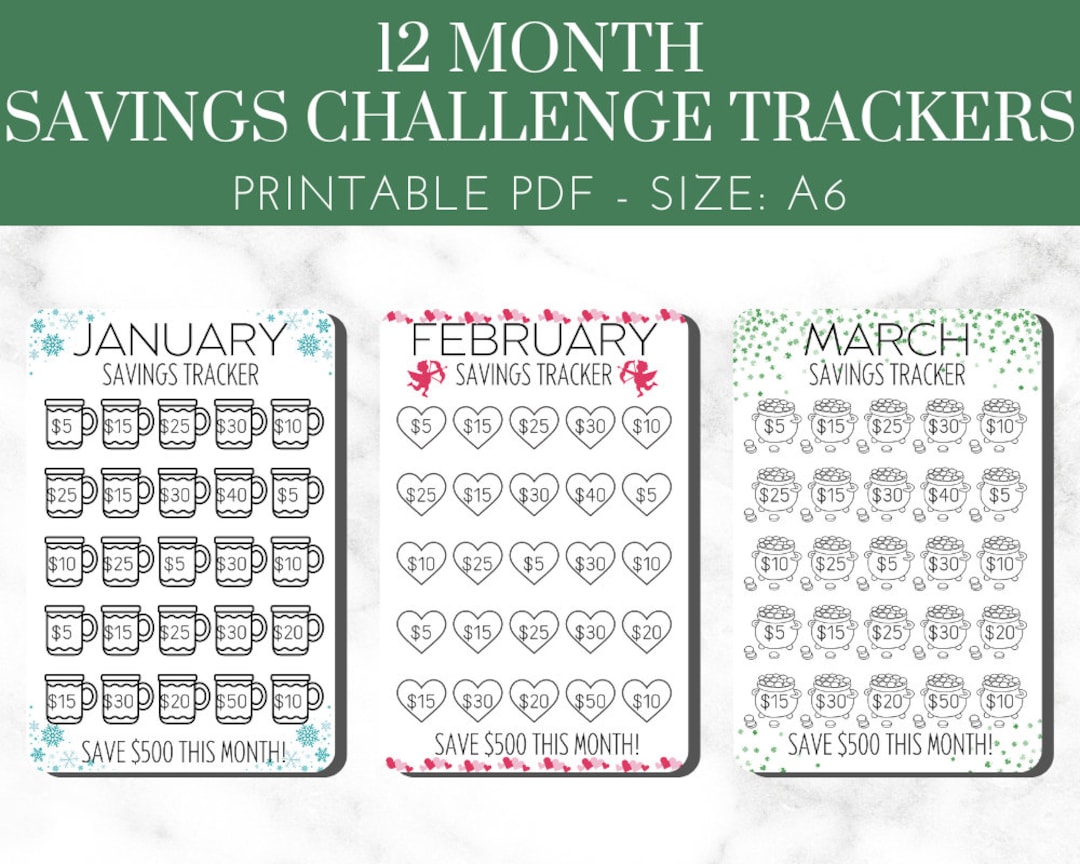 12 Month Savings Challenge Printable Savings Challenge Bundle Letter