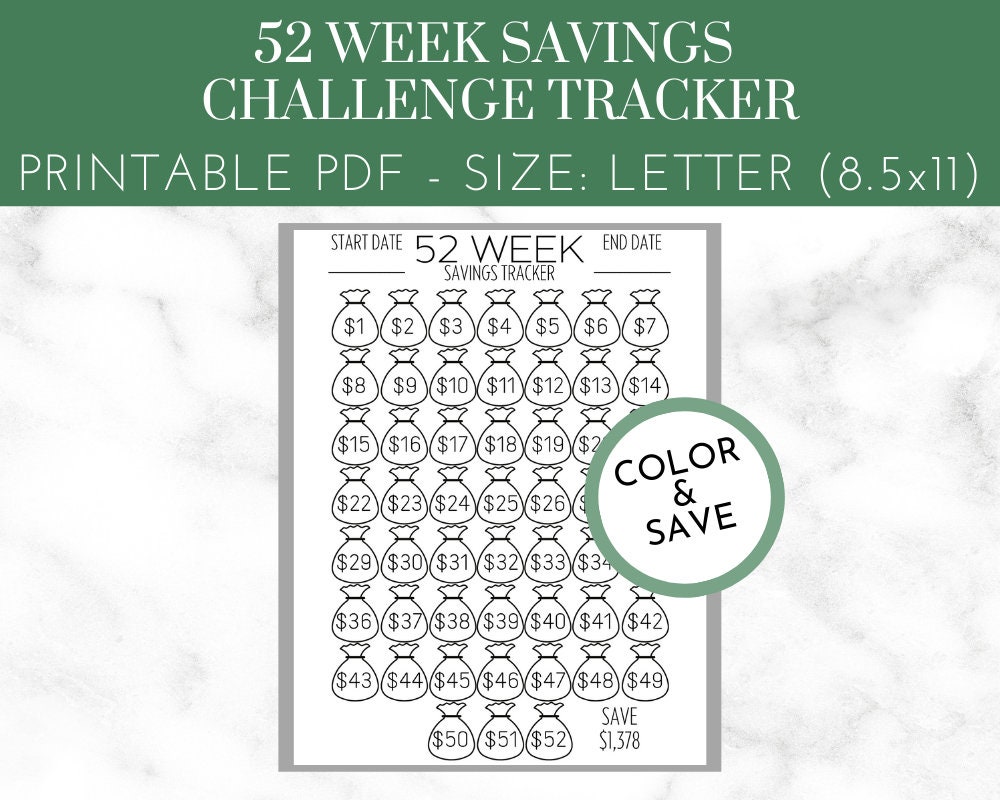 52 Week Savings Challenge Printable Budget Savings Challenge Letter ...