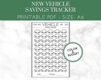 DIY Vehicle Savings Tracker Printable | Choose Your Amount Savings Tracker | A6 Sized Mini Savings Challenge Tracker | Budget Planner