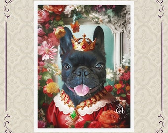 Custom Renaissance Pet Portrait, Classic Pet Portrait from Photo, Dog Portraits On Canvas, Valentine Gift for Pug Owner, Funny Unique Gift,