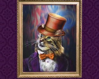Custom Pet Portrait, Wonka Inspired Pet Portrait, Pet Portraits On Canvas, , Digital Pet Portrait, Gift Cat Lover or Dog Owner