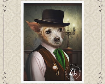 Custom Dog Pet Portrait, Classic Pet Portrait, Pet Portraits On Canvas, Digital Pet Portrait, Gift for Cat Lover or Dog Owner, Dog Memorial