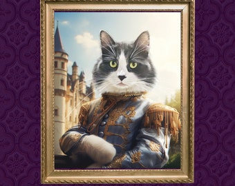 Custom Pet Portrait, Royal Pet Portrait, Cat Portraits On Canvas, Custom Oil Pet Painting, Digital Pet Portrait,  Gift Cat Lover, Pet Loss