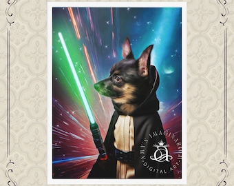 Custom Star Wars Chihuahua Portrait, Classic Pet Portrait from Photo, Dog Portraits On Canvas, Gift for Dog Owner, Funny Unique Gift,