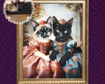 Victorian Princess Cat Portrait, Royal Pet Portrait, Custom Painting from Picture, Cat Portrait, Gift for Cat Owner, Pet Loss Gift,