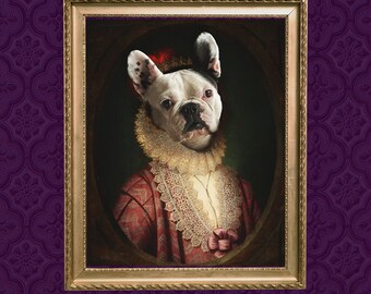 Custom Pet Portrait, Royal Queen Pet Portrait, Dog Portraits On Canvas, Custom Pet Painting, Digital Pet Portrait, Dog Lover Gift, Pet Loss