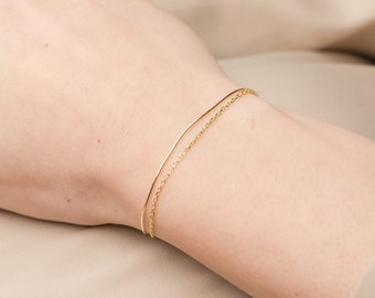 Minimalist Herringbone Bracelet • Dainty Double Bracelet • Perfect Gift for Her • Bridesmaid Gifts