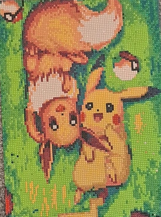 Pikachu and Eevee Framed Diamond Painting 