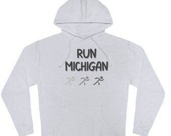 Run Michigan Hooded Sweatshirt, Michigan Hoodie, Running Sweatshirt, Unisex Sweatshirt, Running Hoodie,