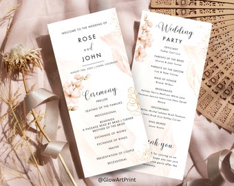Digital Wildflower Wedding Itinerary Template, Printable Bridal Party Registry, Ceremony Timeline, Boho minimalist Invitation, Floral Wreath