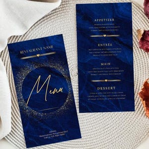 Szablon menu na wesele lub wydarzenie - Elegancki projekt menu Canva - Wydrukowane menu na kolację - Dostosowywalna karta menu cyfrowego